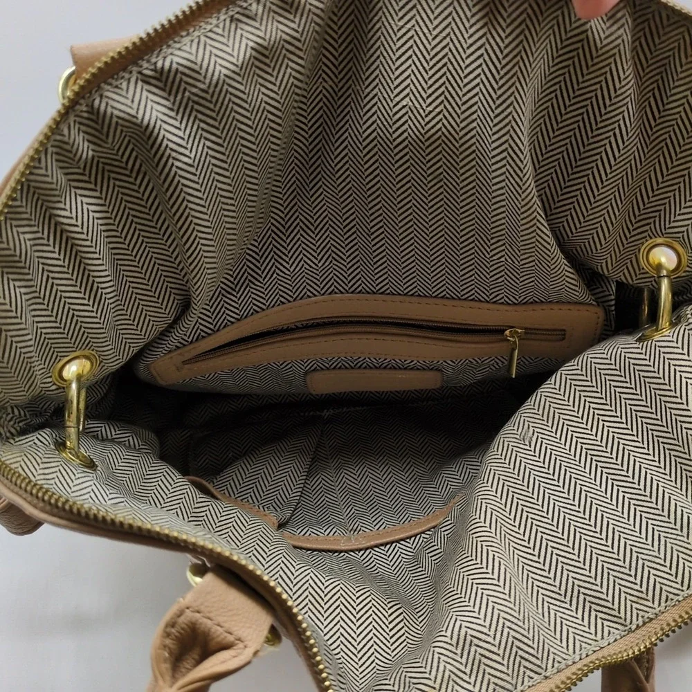 Steve Madden Tote‎ Womens Beige XL Crossbody Satchel Removeable Strap Pockets
